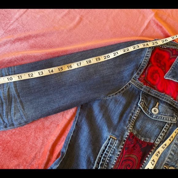 Gypsy bohemian jean jacket size XL Arizona upcycled unique - Picture 9 of 11